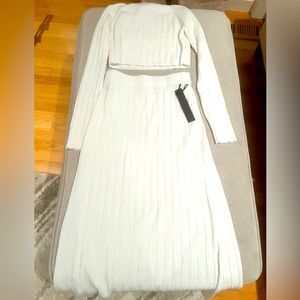 Brand new white 2-piece midi skirt and crop top set. Never worn!